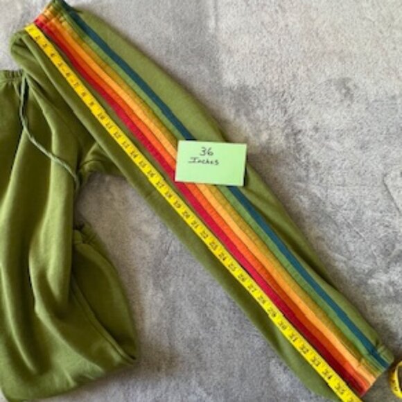 Aviator Nation 5 Stripe Sweatpants Green "Rainbow Stripe" - Picture 6 of 6